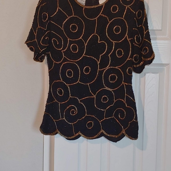 Vintage Sténay black and gold Sequinned Blouse - Picture 7 of 9